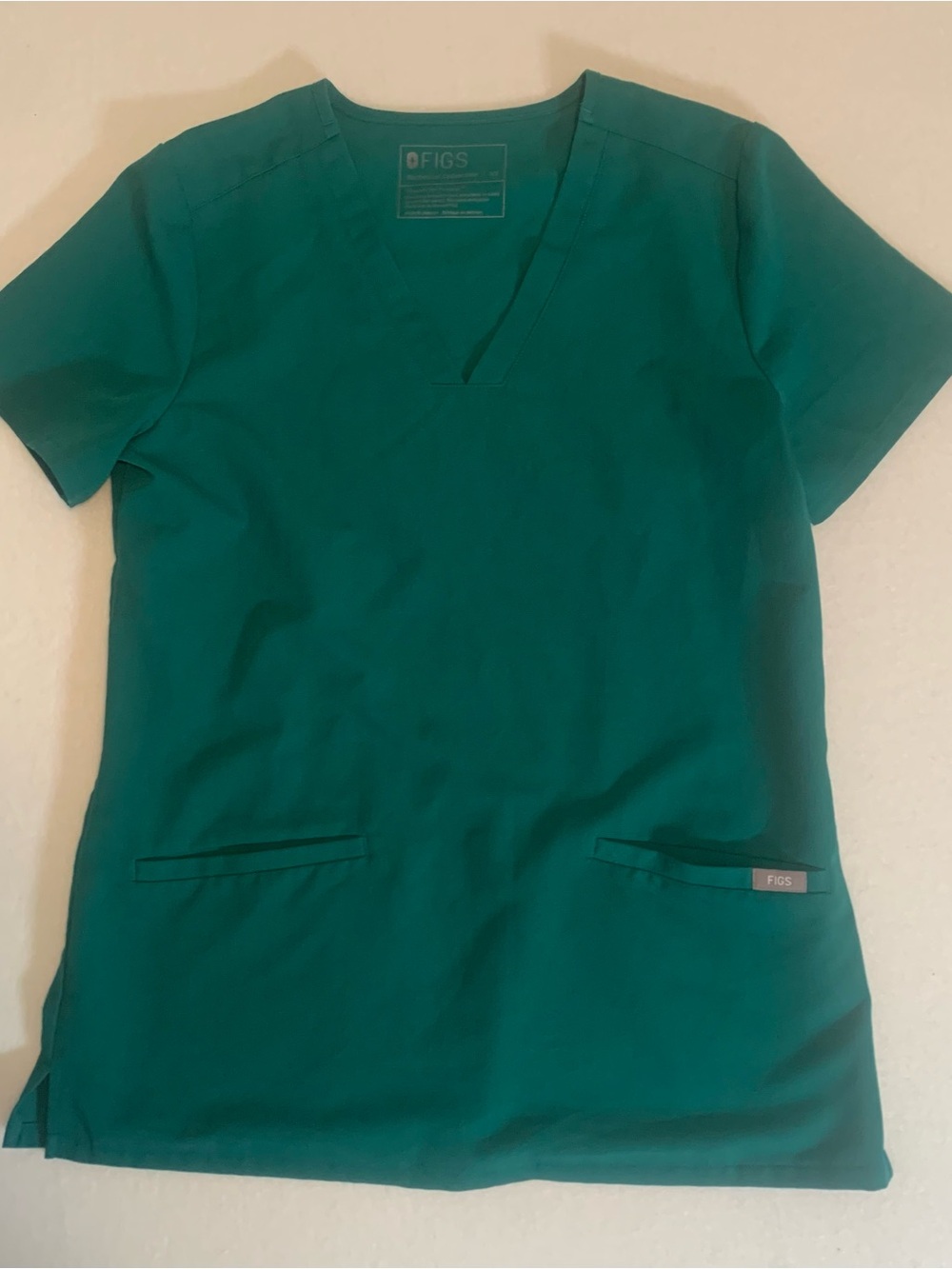 FIGS Women's Teal V-Neck Medical Scrub Top Green Sz XS